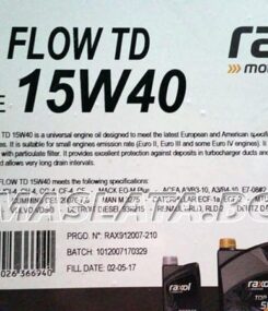 Масло за камиони RAXOL ECO FLOW TD 15W40 210L