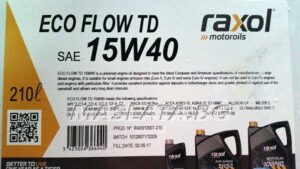 Масло за камиони RAXOL ECO FLOW TD 15W40 210L