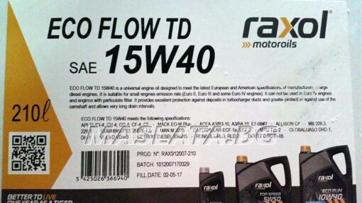 Масло за камиони RAXOL ECO FLOW TD 15W40 210L