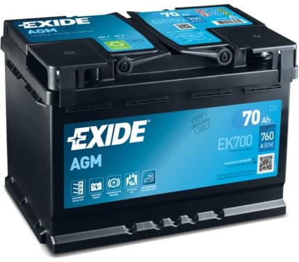 Акумулатор EXIDE AGM 70AH 760A R+ Акумулатор EXIDE AGM 70AH 760A R+