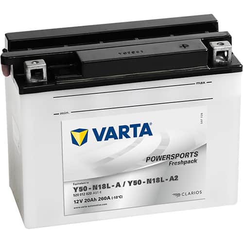 Акумулатор VARTA POWERSPORTS Freshpack 520 012 020 Y50N18L-A2 20AH 260A 12V R+ Акумулатор VARTA POWERSPORTS Freshpack 520 012 020 Y50N18L-A2 20AH 260A 12V R+