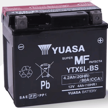 Помощен акумулатор YUASA YTX5L-BS 12V 4.2AH 80A R+ Помощен акумулатор YUASA YTX5L-BS 12V 4.2AH 80A R+